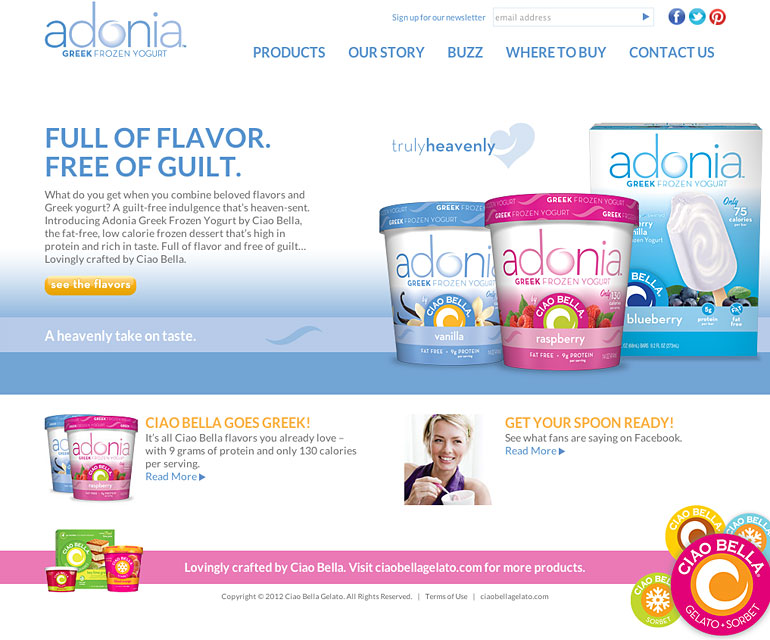 Adonia by Ciao Bella Gelato Website