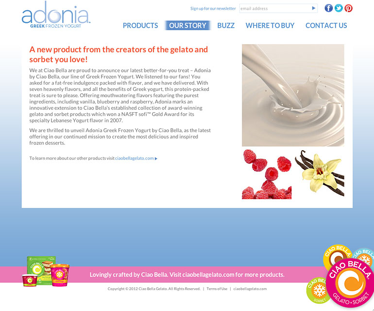 Adonia by Ciao Bella Gelato Website