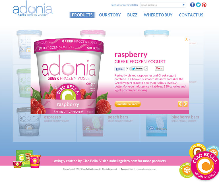 Adonia by Ciao Bella Gelato Website