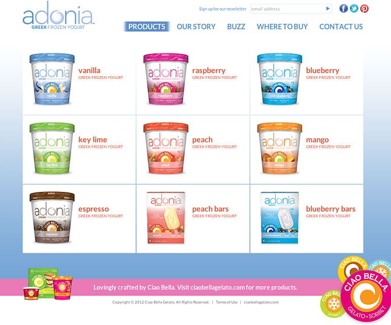 Adonia by Ciao Bella Gelato Website