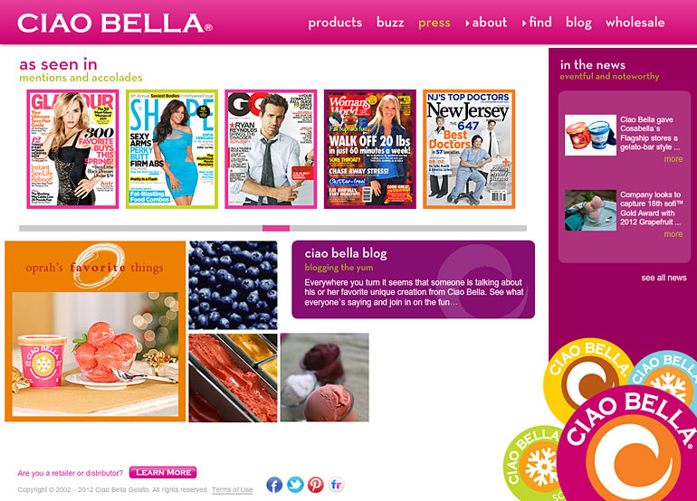 Ciao Bella Gelato Website