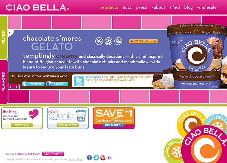 Ciao Bella Gelato Website